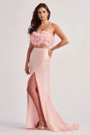 Feathers, Rosettes & Sequins Oh-My Two Piece Gown