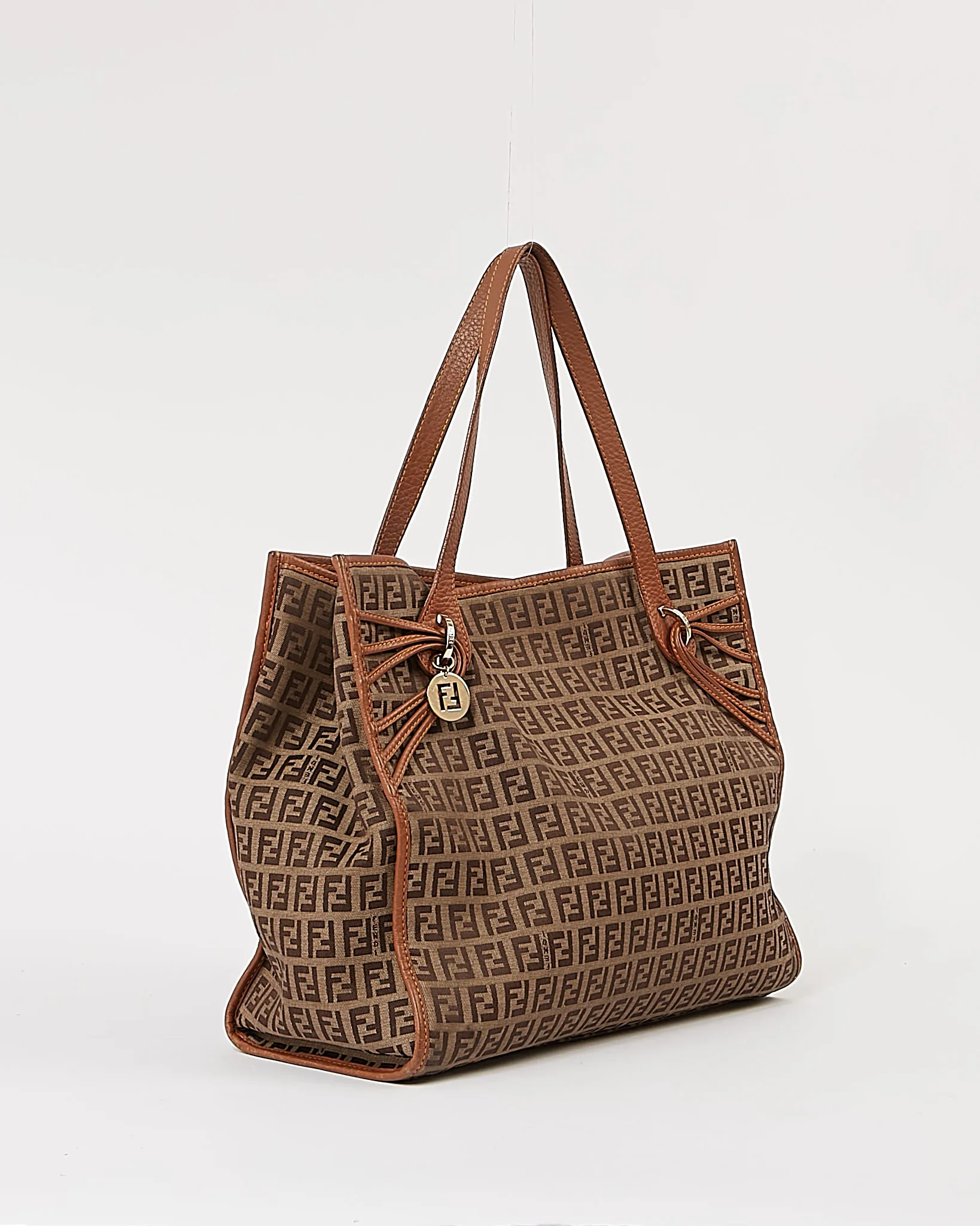 Fendi Brown Zucchino Print Canvas Tote Bag