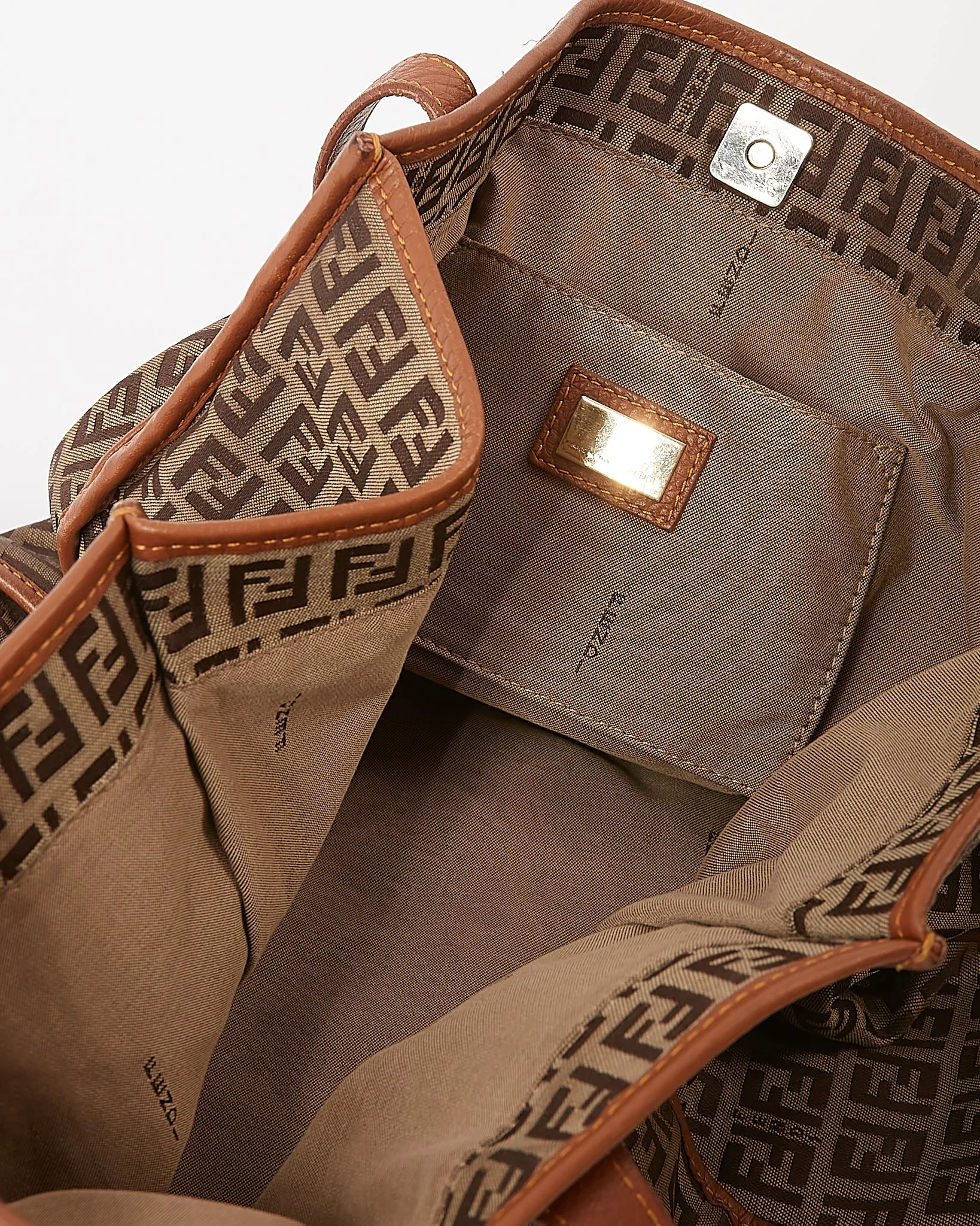 Fendi Brown Zucchino Print Canvas Tote Bag