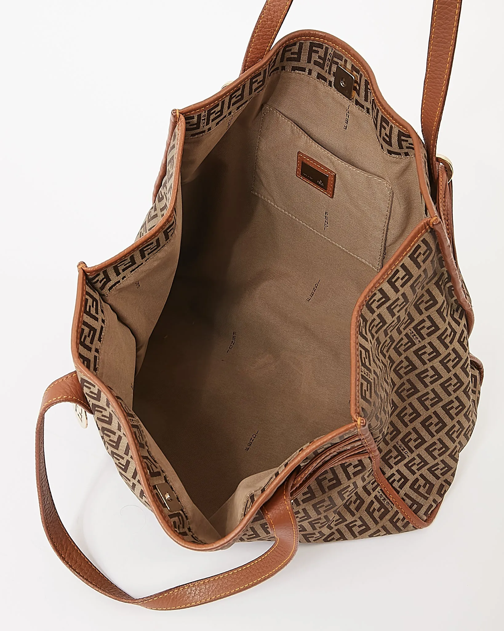 Fendi Brown Zucchino Print Canvas Tote Bag