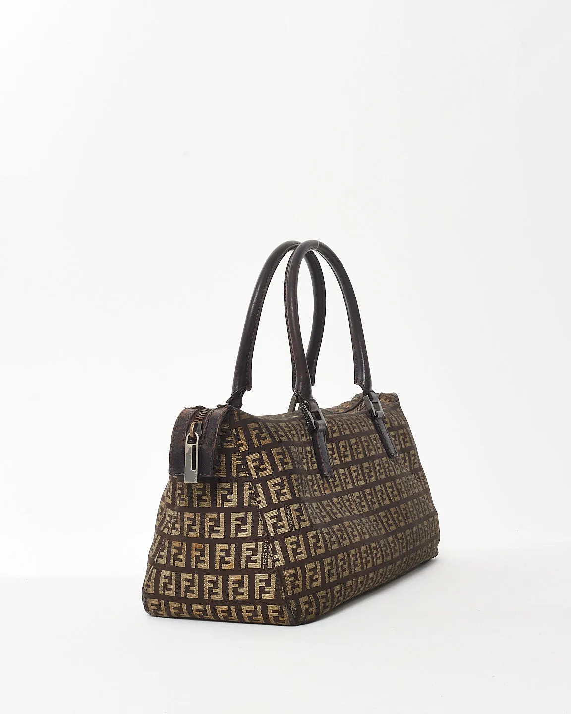 Fendi Vintage Brown & Brown Zucchino Print Small E/W Top Handle