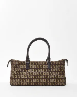 Fendi Vintage Brown & Brown Zucchino Print Small E/W Top Handle