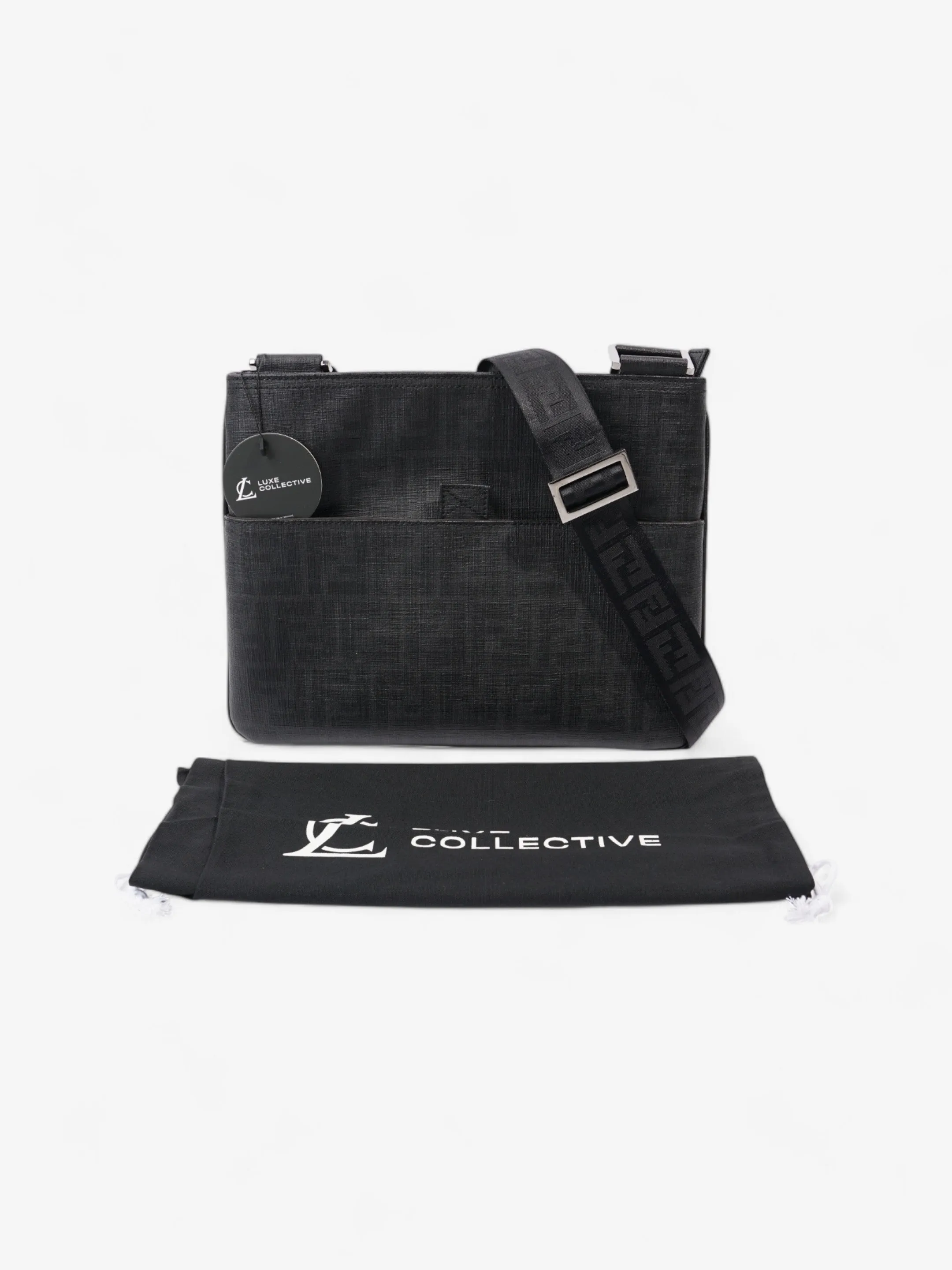 Fendi Zucca Shoulder Bag Black Canvas
