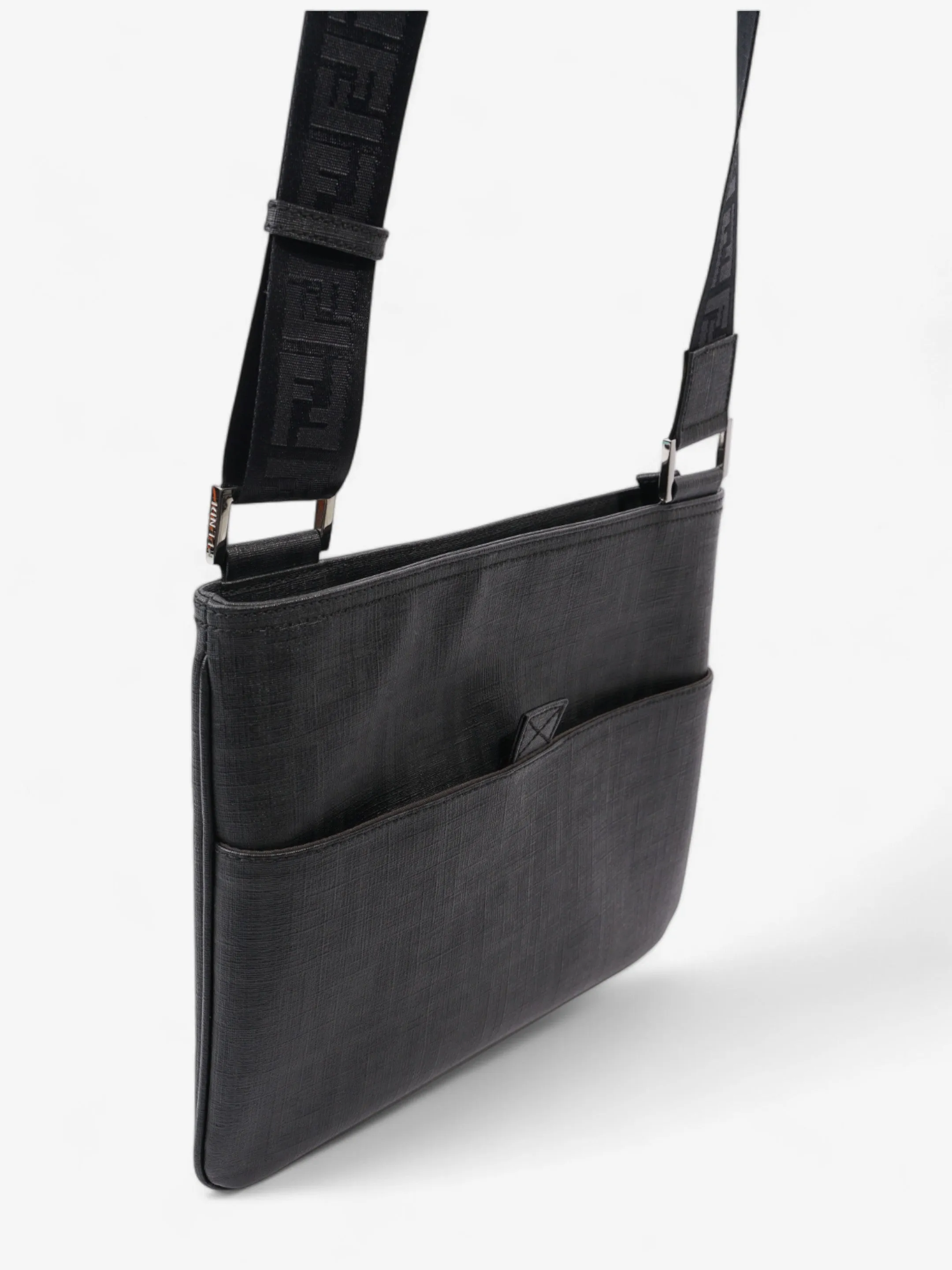 Fendi Zucca Shoulder Bag Black Canvas