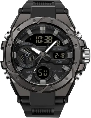 Findtime Mens Digital Analog Watches for Men, Men's Sports Outdoor Watch Military Tactical Wristwatch with Alarm Water Shock Resistant Date Dual Display Stopwatch