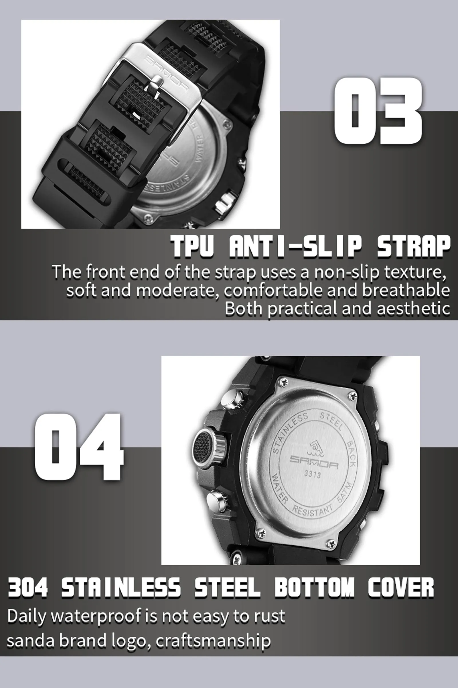 Findtime Mens Digital Analog Watches for Men, Men's Sports Outdoor Watch Military Tactical Wristwatch with Alarm Water Shock Resistant Date Dual Display Stopwatch