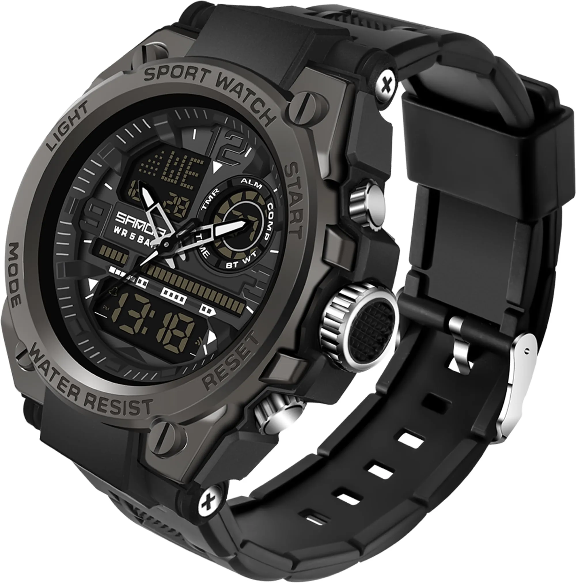 Findtime Mens Military Watch Tactical Waterproof Watches Sport Outdoor Digital Analogue Wristwatch Army Big Face Alarm Stopwatch LED Watch for Men