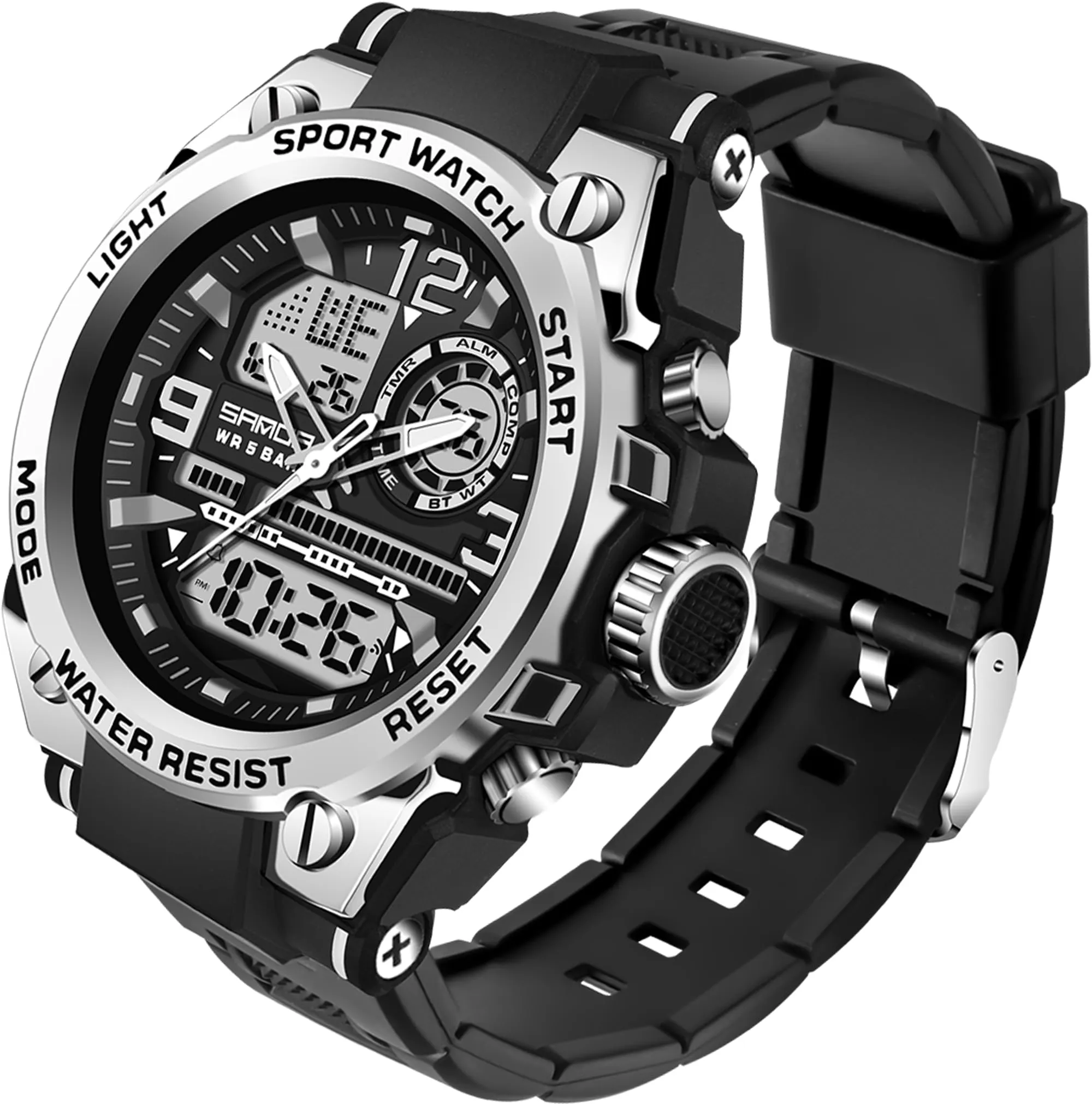 Findtime Mens Military Watch Tactical Waterproof Watches Sport Outdoor Digital Analogue Wristwatch Army Big Face Alarm Stopwatch LED Watch for Men