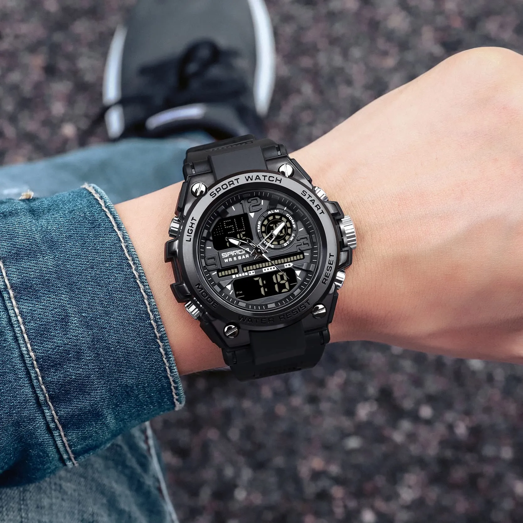 Findtime Mens Military Watch Tactical Waterproof Watches Sport Outdoor Digital Analogue Wristwatch Army Big Face Alarm Stopwatch LED Watch for Men