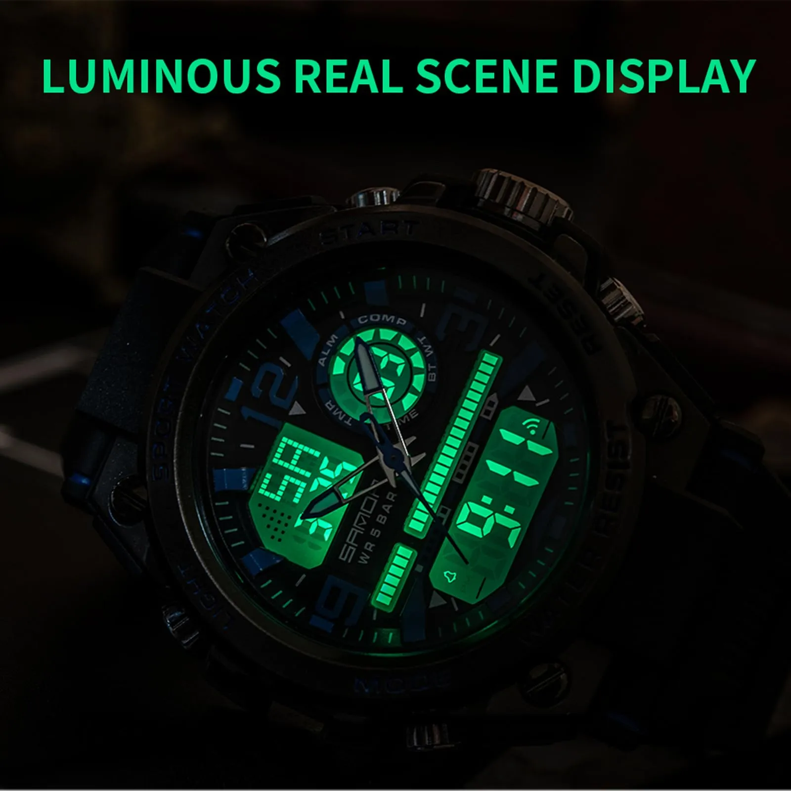 Findtime Mens Military Watch Tactical Waterproof Watches Sport Outdoor Digital Analogue Wristwatch Army Big Face Alarm Stopwatch LED Watch for Men