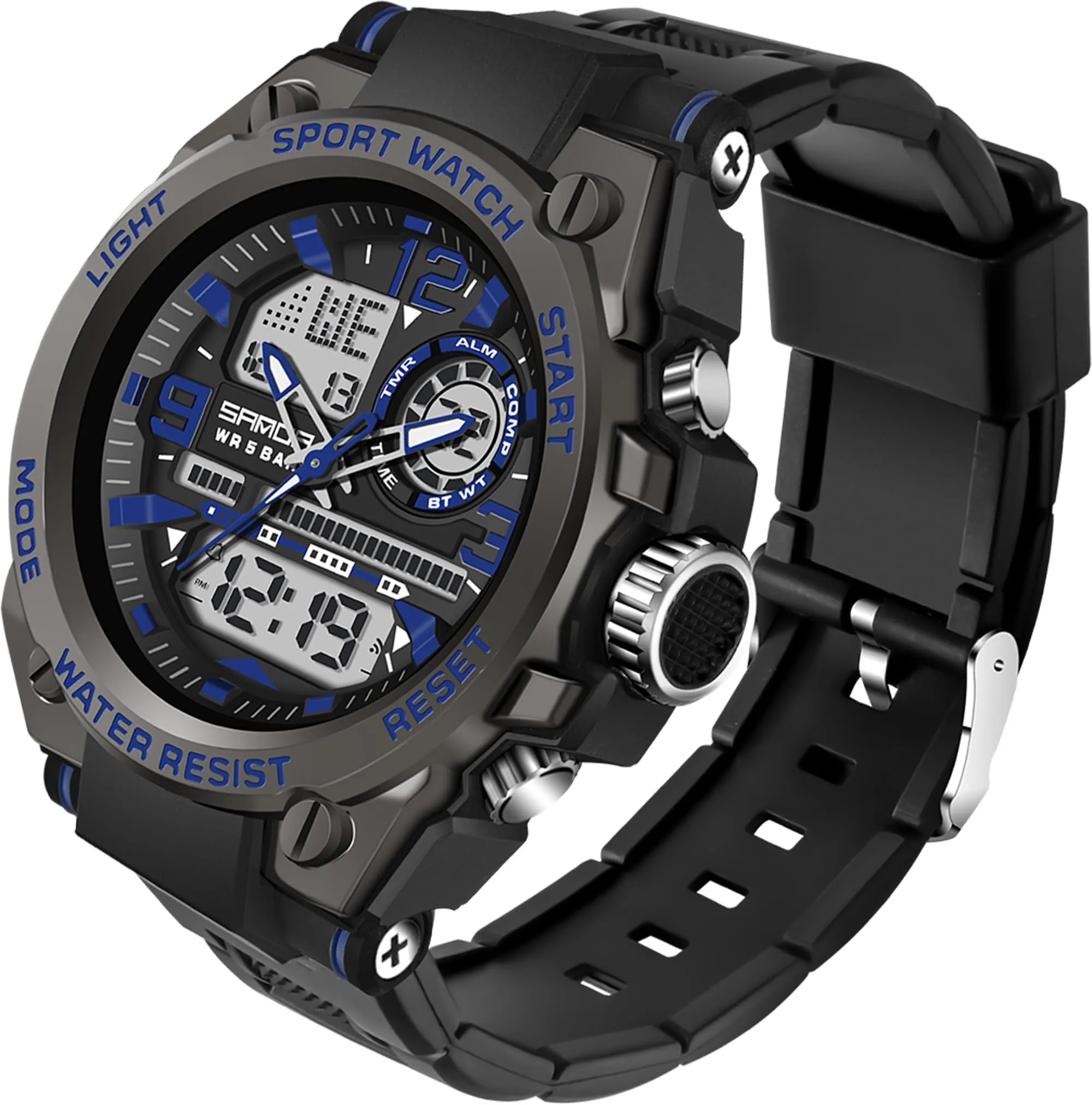 Findtime Mens Military Watch Tactical Waterproof Watches Sport Outdoor Digital Analogue Wristwatch Army Big Face Alarm Stopwatch LED Watch for Men