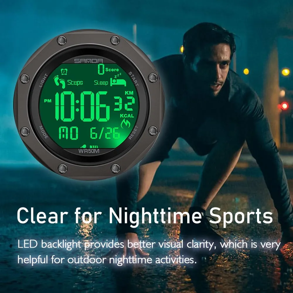 Findtime Mens Sports Watch - Military, Tactical & Digital Watches for Men, Waterproof, Pedometer, Step Counter for Calories, Distance