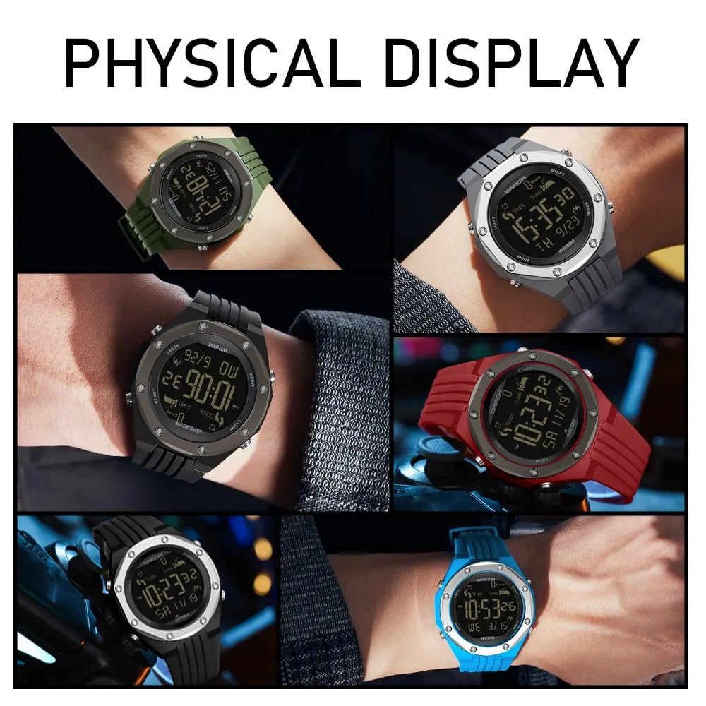 Findtime Mens Sports Watch - Military, Tactical & Digital Watches for Men, Waterproof, Pedometer, Step Counter for Calories, Distance