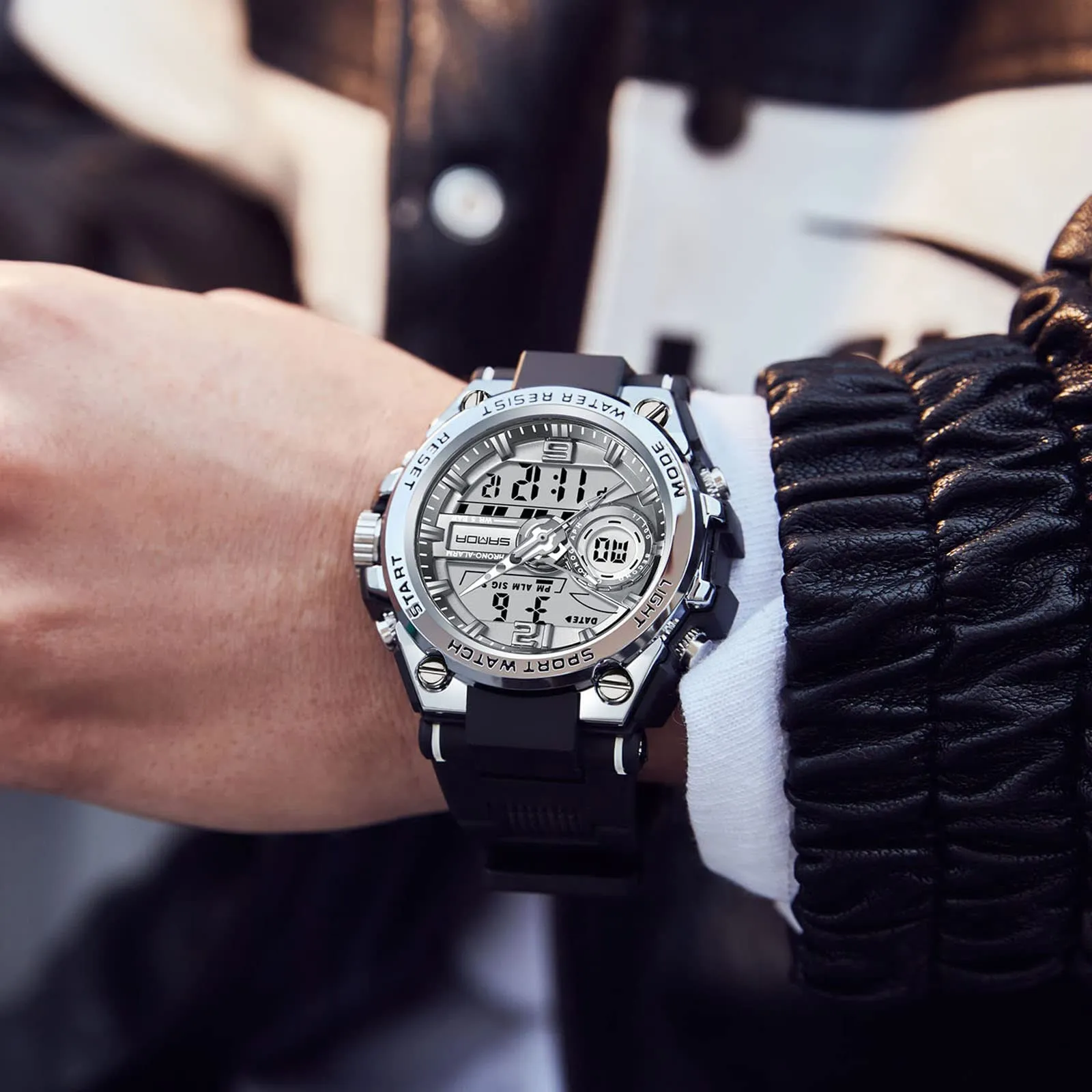 Findtime Military Watch Tactical Watches for Men Waterproof Rugged Outdoor Wristwatch Sports Mens Analog Digital 12/24H Big Face Large Dual Display LED Alarm Stopwatch