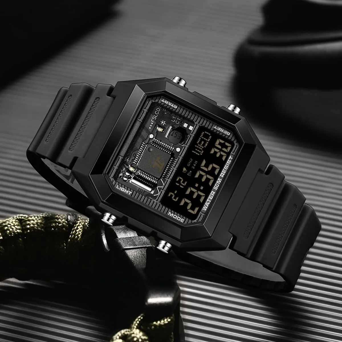 Findtime Square Digital Watch Unique Military Watches Waterproof Sport Wristwatch Fashion Tactical Watches Casual LED Stopwatch Alarm Wrist Watch for Men Women