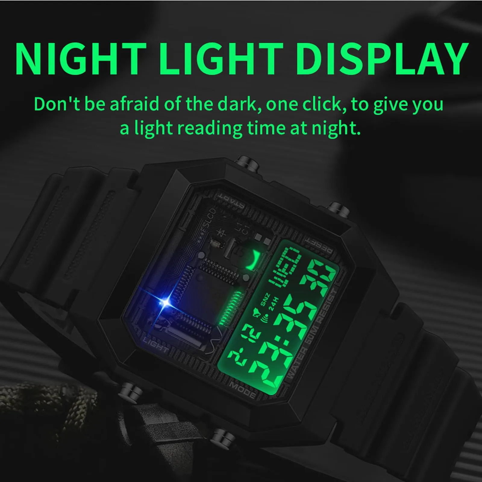 Findtime Square Digital Watch Unique Military Watches Waterproof Sport Wristwatch Fashion Tactical Watches Casual LED Stopwatch Alarm Wrist Watch for Men Women