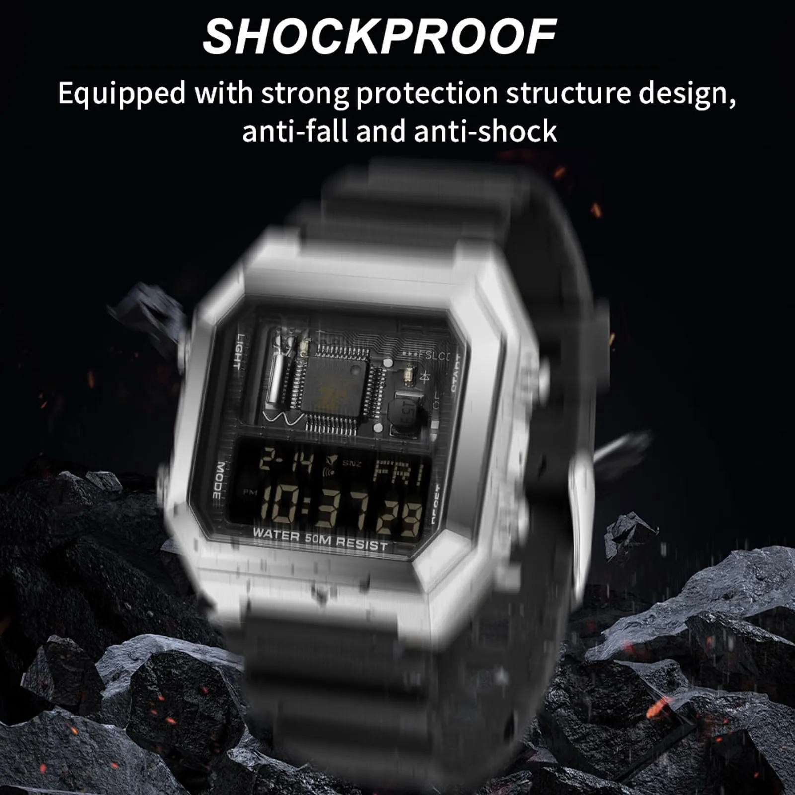 Findtime Square Digital Watch Unique Military Watches Waterproof Sport Wristwatch Fashion Tactical Watches Casual LED Stopwatch Alarm Wrist Watch for Men Women