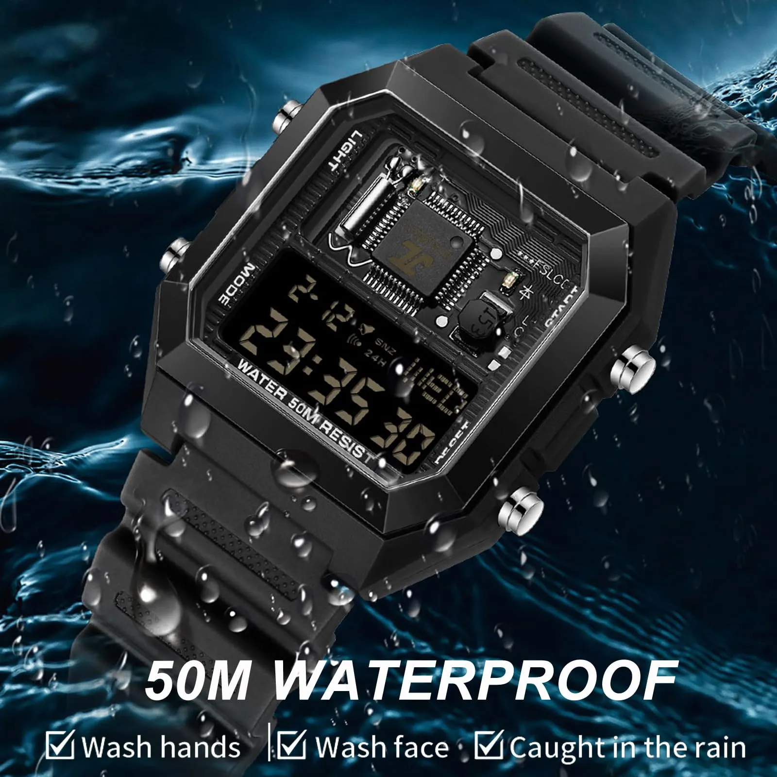 Findtime Square Digital Watch Unique Military Watches Waterproof Sport Wristwatch Fashion Tactical Watches Casual LED Stopwatch Alarm Wrist Watch for Men Women