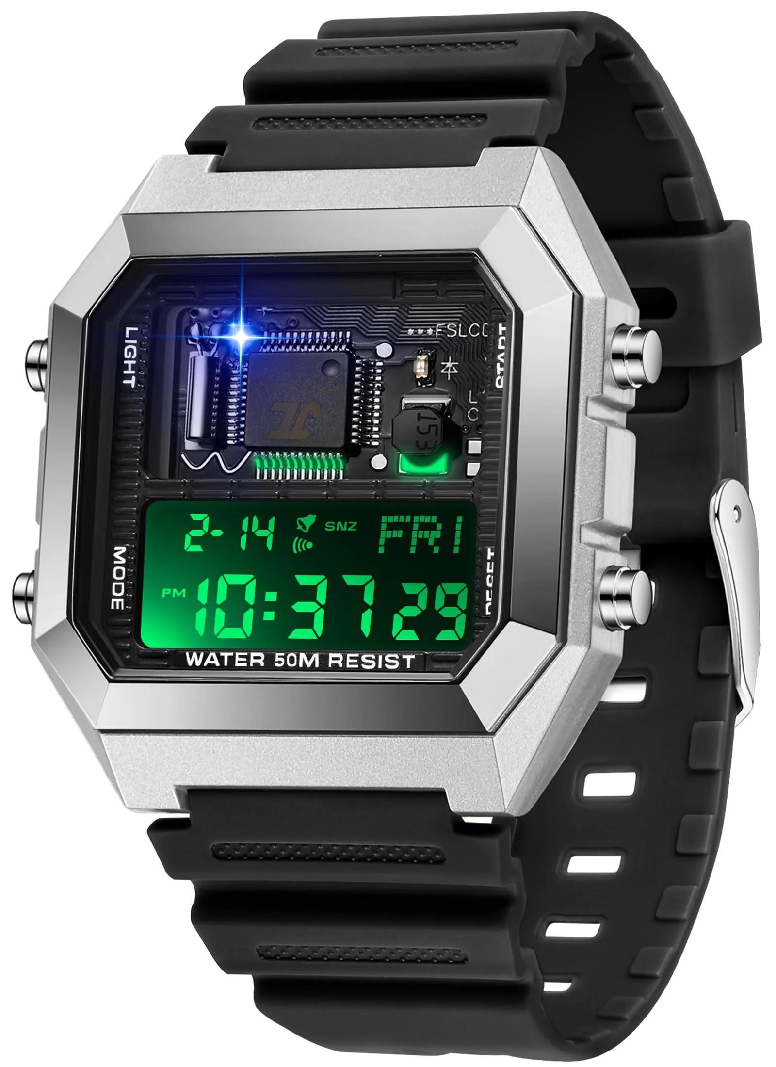 Findtime Square Digital Watch Unique Military Watches Waterproof Sport Wristwatch Fashion Tactical Watches Casual LED Stopwatch Alarm Wrist Watch for Men Women