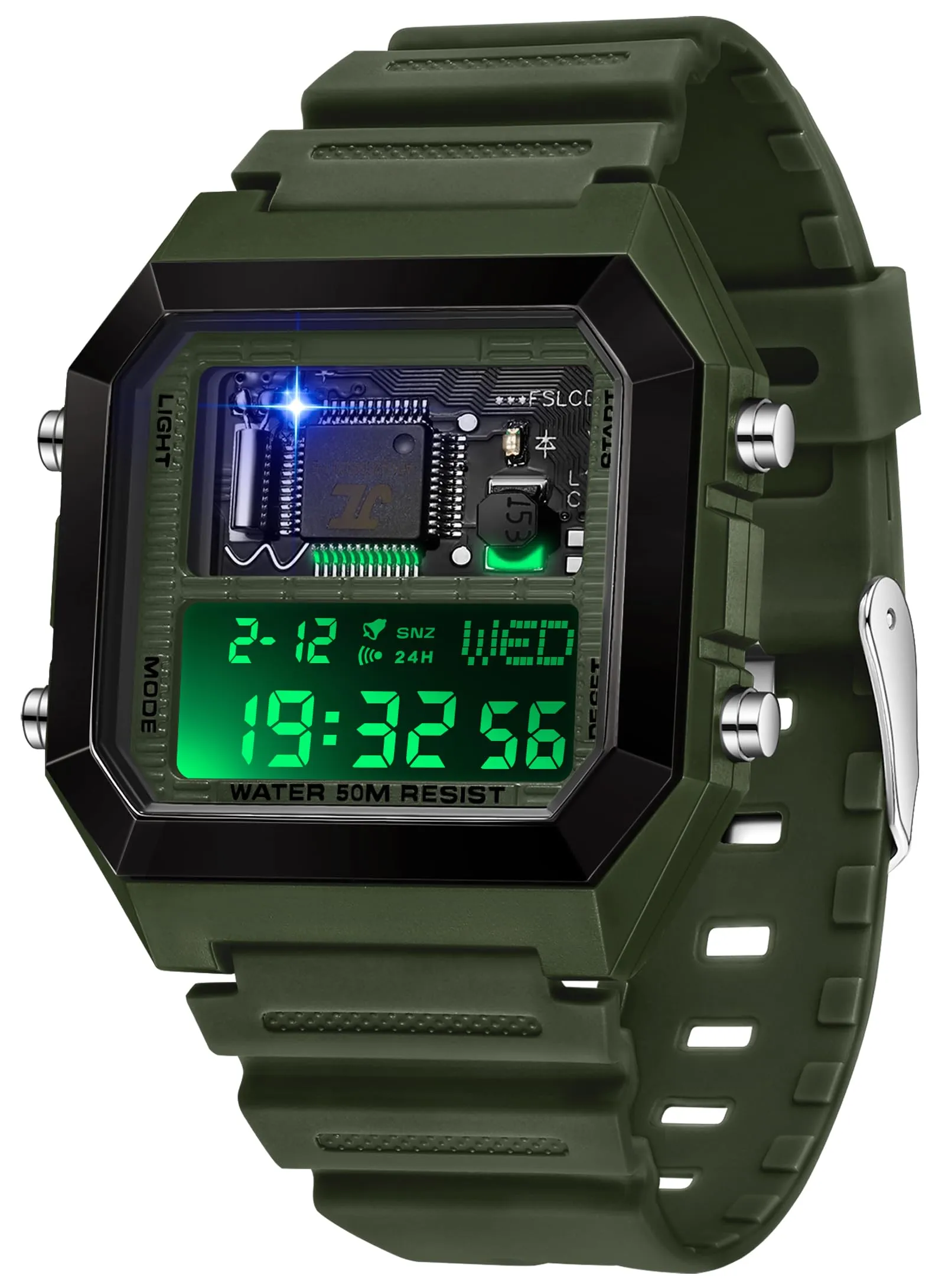 Findtime Square Digital Watch Unique Military Watches Waterproof Sport Wristwatch Fashion Tactical Watches Casual LED Stopwatch Alarm Wrist Watch for Men Women