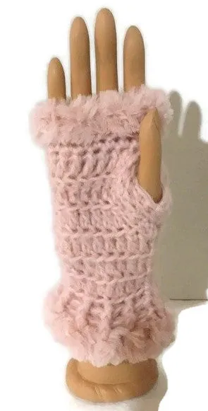 Fingerless gloves, crochet fingerless gloves,  pink alpaca fiber, The pink alpaca fingerless gloves, woman size