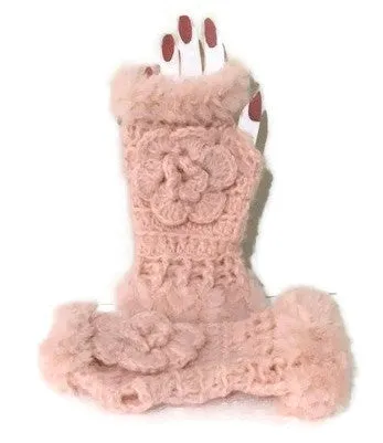 Fingerless gloves, crochet fingerless gloves,  pink alpaca fiber, The pink alpaca fingerless gloves, woman size