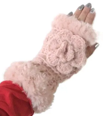 Fingerless gloves, crochet fingerless gloves,  pink alpaca fiber, The pink alpaca fingerless gloves, woman size