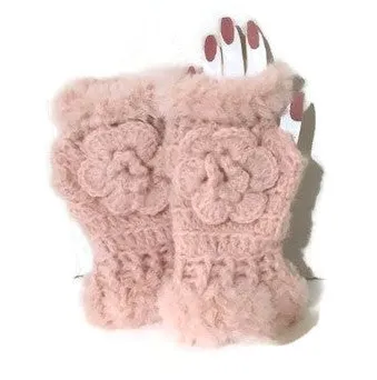 Fingerless gloves, crochet fingerless gloves,  pink alpaca fiber, The pink alpaca fingerless gloves, woman size