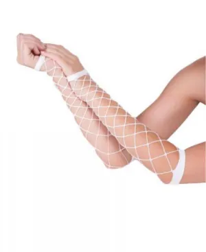 Fingerless Industrial Net Gloves - White - One Size