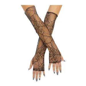 Fingerless Scalloped Gloves Spider Pattern (Fw)