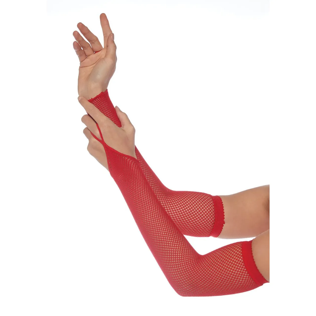 Fishnet Arm Warmer Gloves With Finger Loop