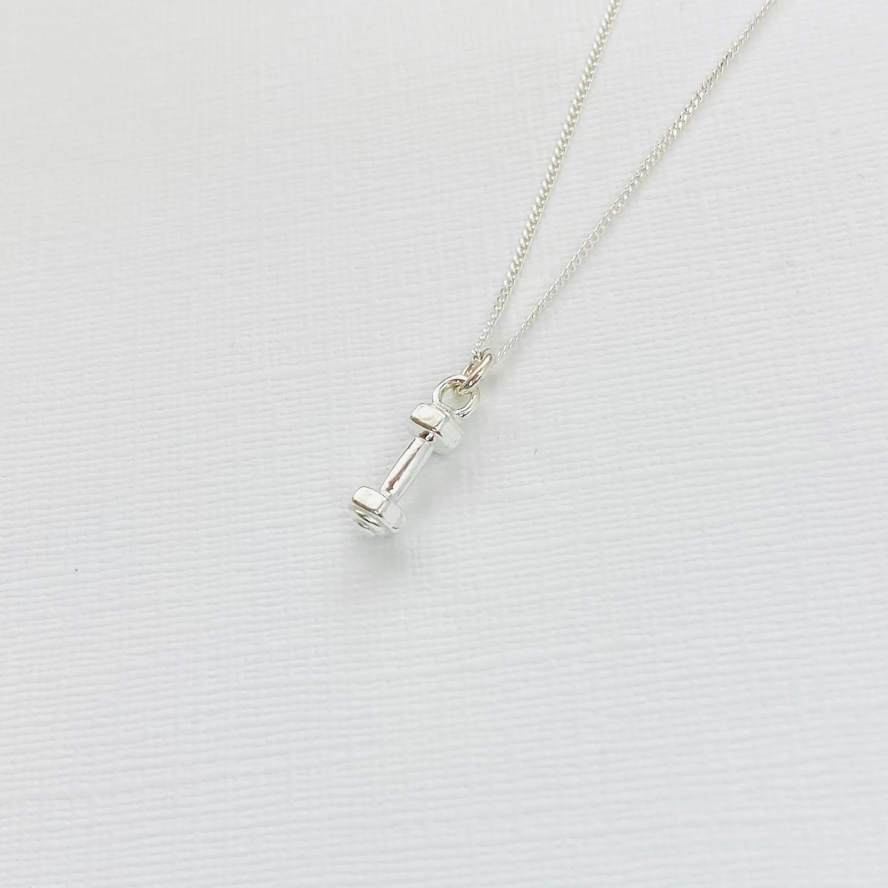 FITNESS LOVER | Silver Dumbbell Necklace