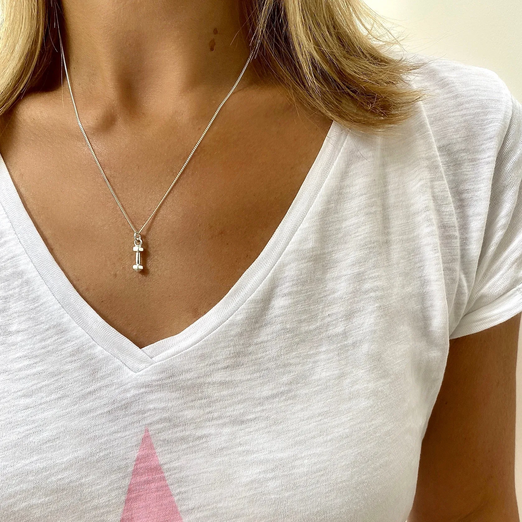 FITNESS LOVER | Silver Dumbbell Necklace
