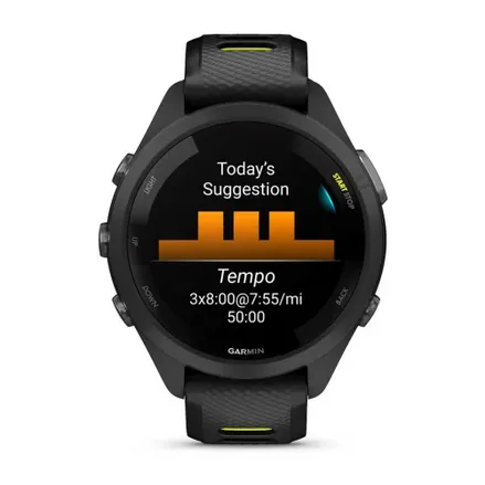 Forerunner® 265S

Black Bezel and Case with Black/Amp Yellow Silicone Band

PART NUMBER 010-02810-03