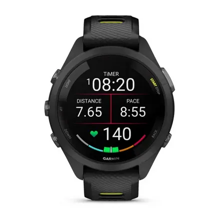 Forerunner® 265S

Black Bezel and Case with Black/Amp Yellow Silicone Band

PART NUMBER 010-02810-03