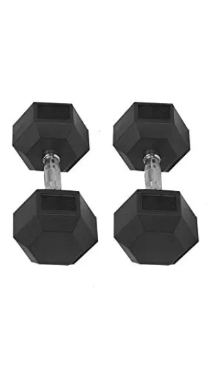 FratiiSingh 5Kg Rubber Hex Dumbbell for Unisex (Pack of 2 Dumbbells of 5kg), Rubber, black