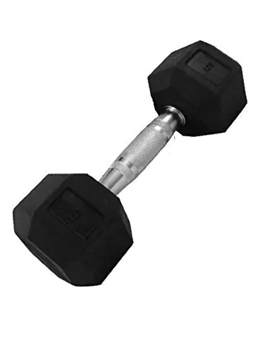 FratiiSingh 5Kg Rubber Hex Dumbbell for Unisex (Pack of 2 Dumbbells of 5kg), Rubber, black