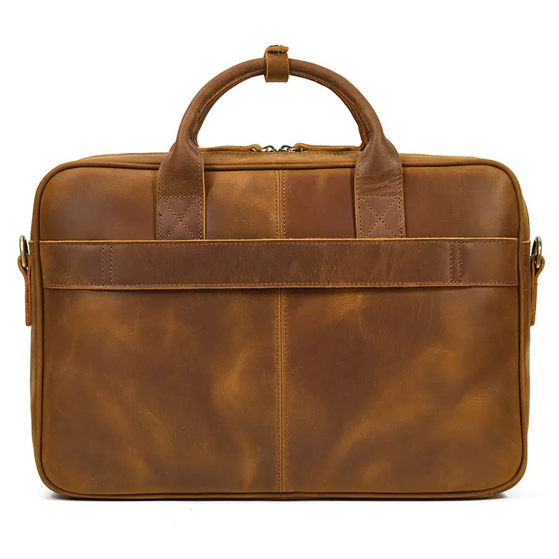 Full Grain Leather Briefcase, Mens Retro Leather Handmade Laptop Bag, Messenger Bag