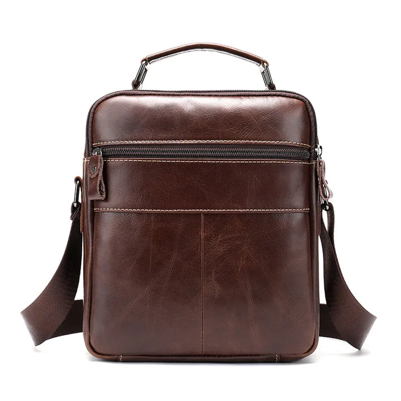 Full Grain Leather Crossbody Bag For Man, Mens Leather Satchel Bag Mens Work Bag, Mini Messenger Bag