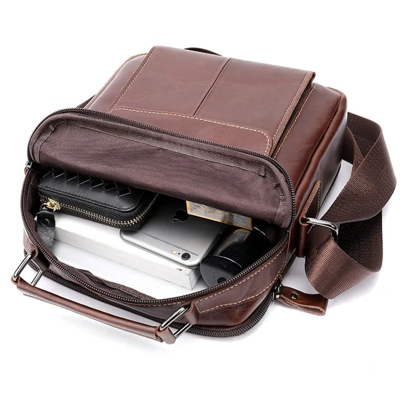 Full Grain Leather Crossbody Bag For Man, Mens Leather Satchel Bag Mens Work Bag, Mini Messenger Bag