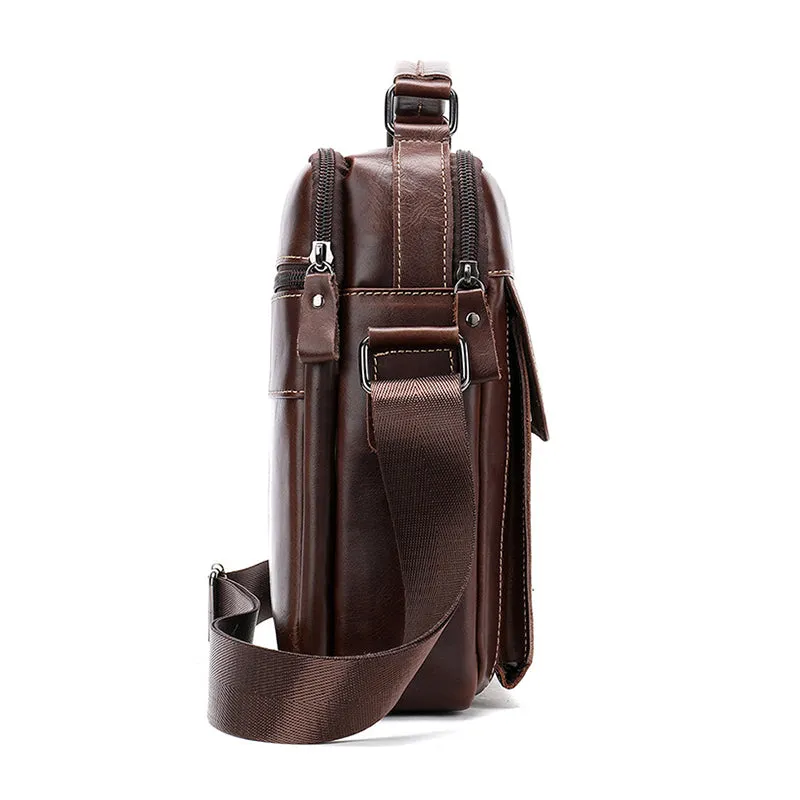 Full Grain Leather Crossbody Bag For Man, Mens Leather Satchel Bag Mens Work Bag, Mini Messenger Bag