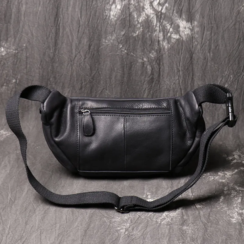 Full Grain Leather Sling Bag Leather Waist Bag Mens Handmade Leather Crossbody Bag Chest Pack