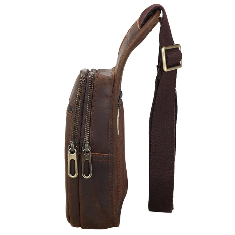 Full Grain Leather Tactical Bag Mens Leather Crossbody Pack Messenger Bag Vintage Satchel Organizer Pouch