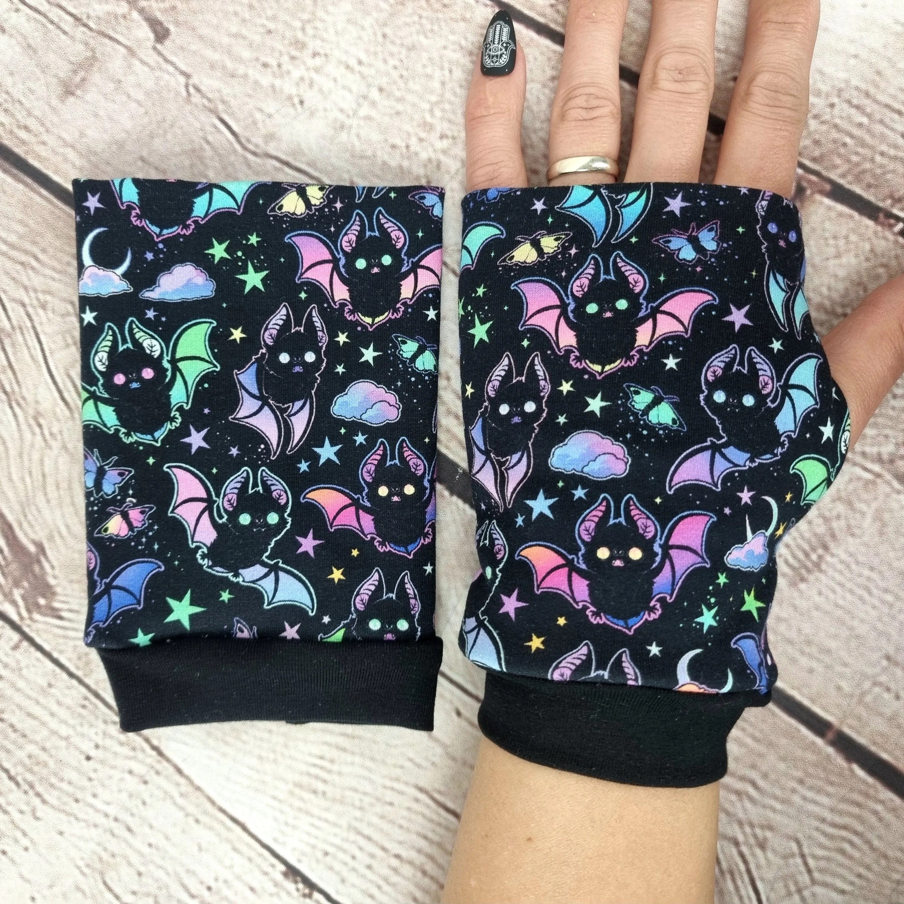 Galactic bats fingerless gloves