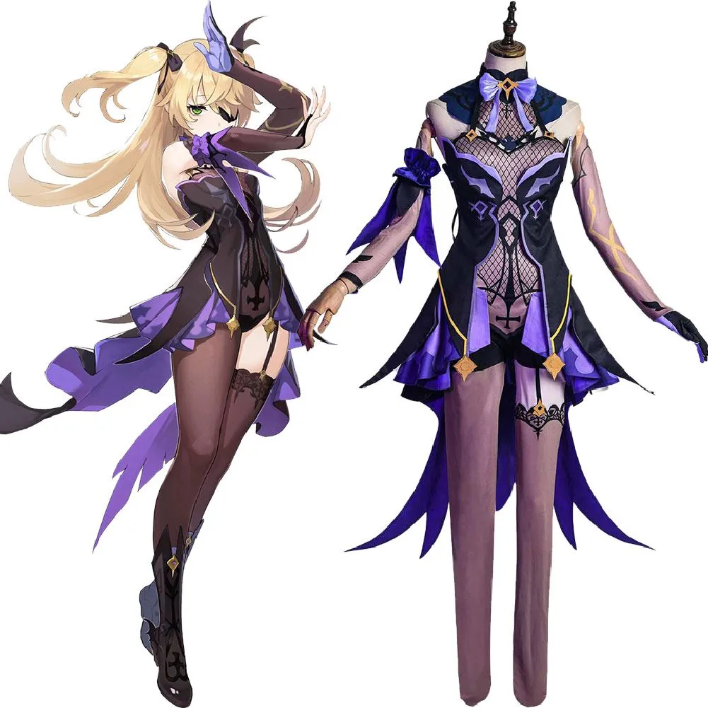 Game Genshin Impact Halloween Carnival Costume Fischl Cosplay Costume Outfits