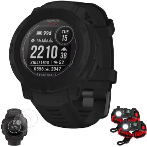 Garmin Instinct 2 Solar Smartwatch, Tactical Edition, Black   Accessories Bundle