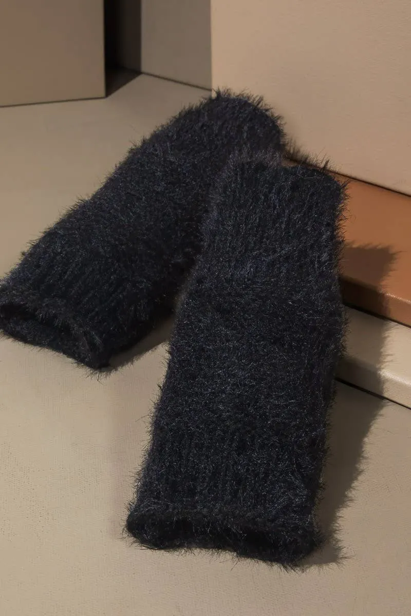 Garter Stitch Fingerless Gloves: Pink