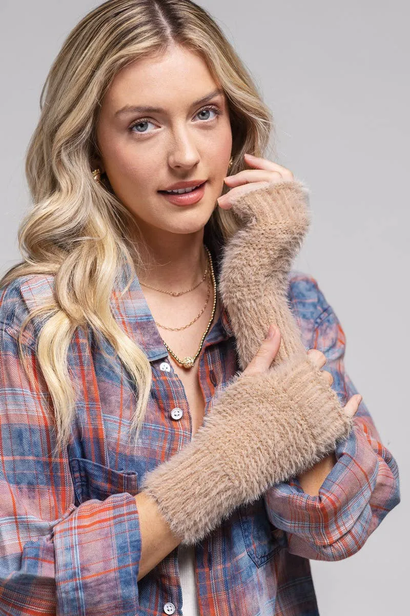 Garter Stitch Fingerless Gloves: Pink