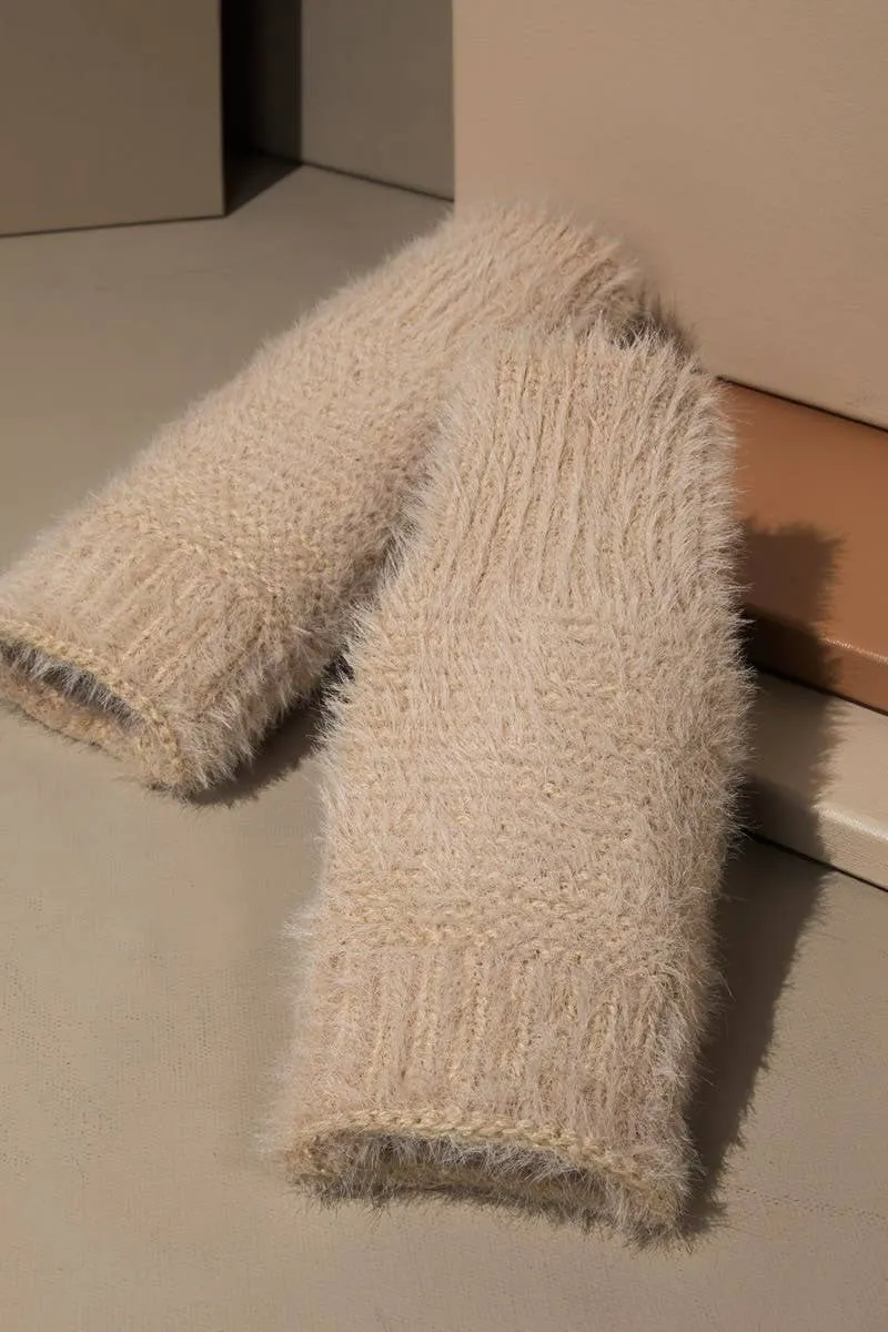 Garter Stitch Fingerless Gloves: Pink