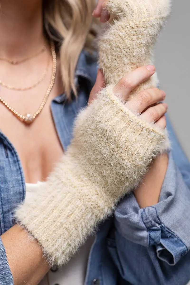 Garter Stitch Fingerless Gloves: Pink